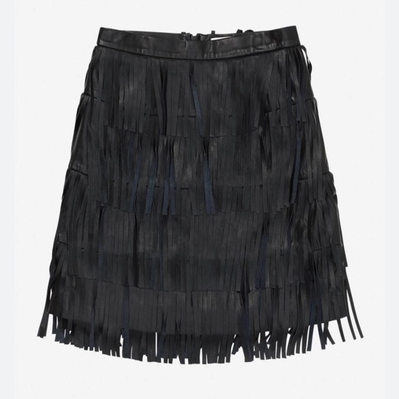 MUNTHE CEMI leather fringed skirt‎ Size US 4 NWT - Picture 1 of 4